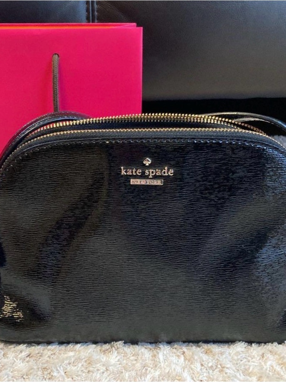 Jewel Kade Black Crossbody with Cream Polka Dot Lining